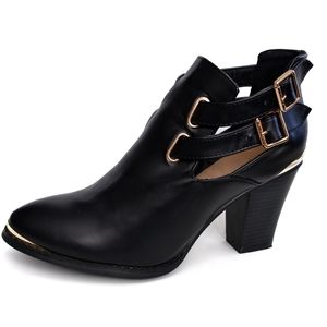 Women Block Heel Ankle Boots, Size 9, Black